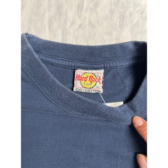 Vintage Hard Rock 100% Cotton Navy Amsterdam T-shirt Size XL - Picture 5 of 8
